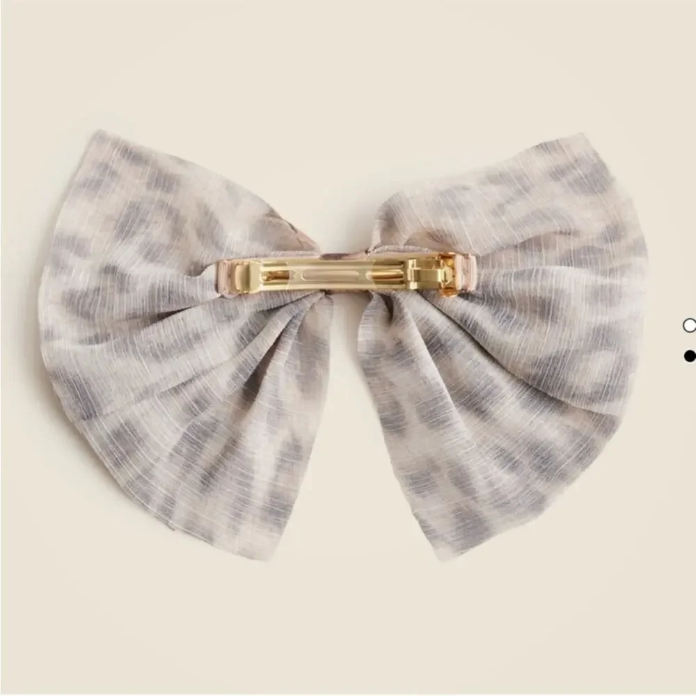 J. Crew brown leopard Sheer bow hair clip barrette